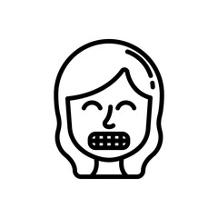 Grimacing face line icon. Girl emoji icon. Girl expression icon isolated on white background. Transparent background, minimalist symbol. Vector images