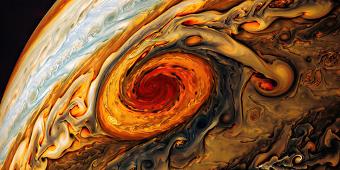 A close-up of Jupiter's iconic Great Red Spot, swirling like a living work of art against the planet's stripes