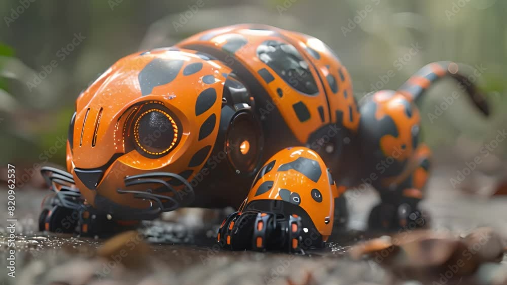 Aufkleber This Robot designed like a leopard moving through rain. Robot Cat