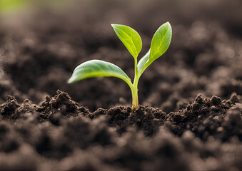 Fototapeta premium Emerging Young Plant Rising from the Earth.