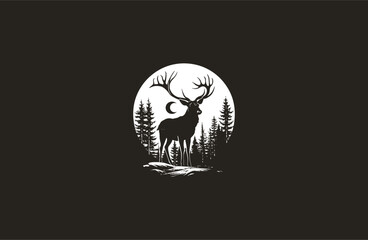 Fototapeta premium Deer forest logo template vector illustration design