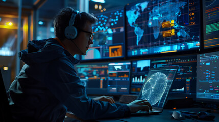 Technical support customer service concept. Customer support, global network, IT support