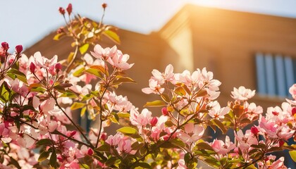 pink flowers basking in sunlight