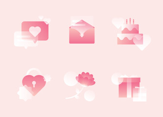thanks event love celebration illustration icon set