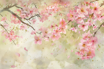 Cherry blossoms swaying in wind