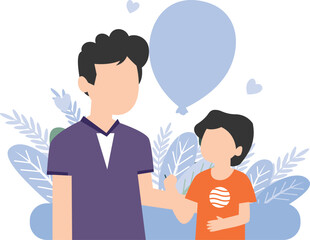 A father and son are talking.