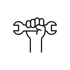 Raise wrench outline icons, minimalist vector illustration ,simple transparent graphic element .Isolated on white background