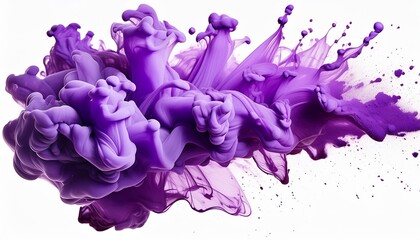 purple color paint splash isolated on white transparent background brush watercolor painting png
