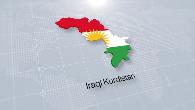 Iraqi Kurdistan map presentation 3d rendering displayed on a modern clean white background