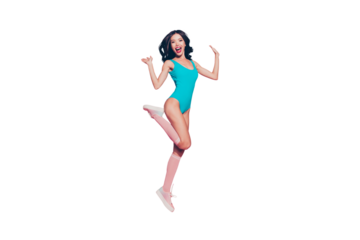 Full length size photo of leisure lifestyle funky mood lovely lady with shoes her perfect modern curly wave style stylish hair she isolated on pastel pink background make beaming white toothy smile