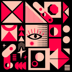 Abstract poster design template background featuring geometric shapes. Design element template can be used for background, banner, brochure, print, publication, vector illustration