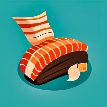 Ilustraci&oacute;n de deliciosas piezas de sushi para sticker, logo o &iacute;cono vectorizado.