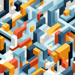 Colorful abstract geometric pattern with interlocking shapes and vibrant tones, creating a modern and dynamic visual effect.
