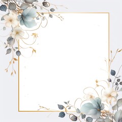 Elegant floral frame with pastel flowers and leaves, perfect for invitations, greeting cards, or wedding designs.