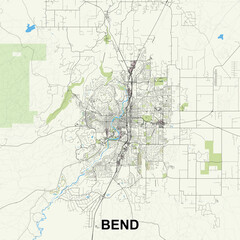 Bend, Oregon, USA map poster art