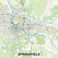 Springfield, Oregon, USA map poster art