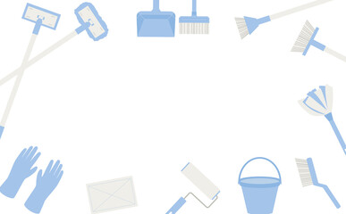 青い掃除道具のフレーム