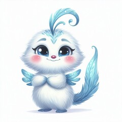 Obraz premium A cute cartoon animal with blue feathers and a white face