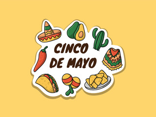 Cinco De Mayo Doodle Sticker