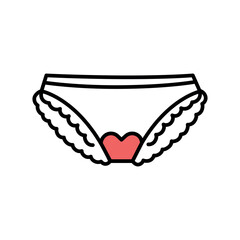 Panties with menstruation blood stain line black icon. Sign for web page, mobile app, button, logo. Vector isolated button.