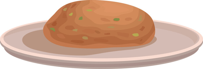 Vector illustration of a freshly baked cartoon bread loaf on a simple plate