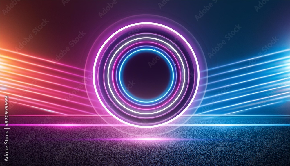 Wall mural neon circle design template