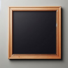 The chalkboard is mounted on the wall and features beautiful wooden sides
