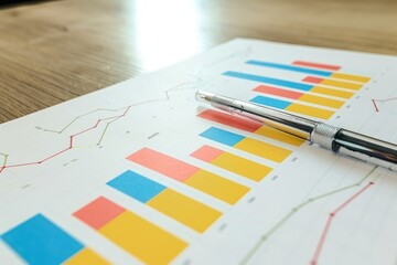 Data analysis graph paper with pen professional photography