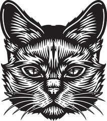 Cute cat face illustration. Greeting card design, print design for t-shirt, template for pet shop logo