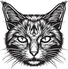 Cute cat face illustration. Greeting card design, print design for t-shirt, template for pet shop logo