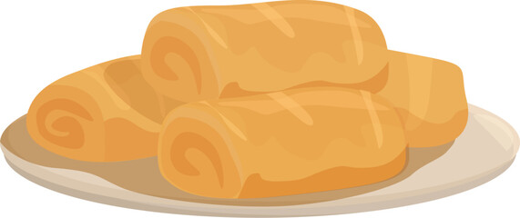 Vector illustration featuring a plate of goldenbrown bread rolls, ideal for bakery themes