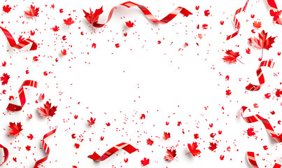 Obraz premium Red maple leaves on white background - card for Canada Day July 1st