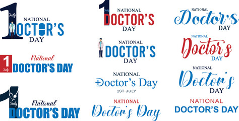National Doctor’s Day, Doctors Day text, National Doctors' Day calligraphy, flat. illustration, Doctors Day, Social Media Banner, Happy Doctor's Day, typography, fonts,