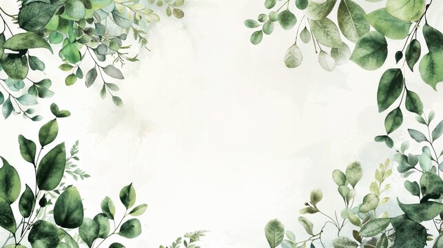 Springtime Invitation Illustration on White with copy-space. Beautiful Natural Watercolour Artwork.