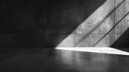Bare Concrete Interior with Strong, Directional, Lighting and High Contrast Shadows. Textured Background with copy-space.