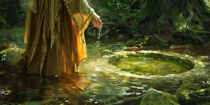 Ancient Druid Priestess at a Sacred Healing Spring