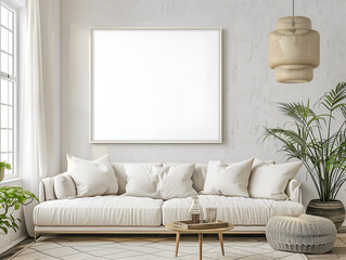 Mock up poster in Modern Living Room Interior