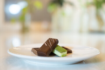 decorated pieces of handmade chocolate