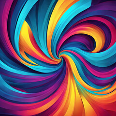 Obraz premium An abstract background with vibrant, swirling colors and geometric shapes for digital designs with bands of yellow, red, blue and purple