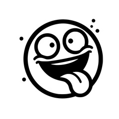 Obraz premium A crazy and funny smiley face in black and white, perfect for emotional expression illustrations, cartoons, humorous designs, and versatile creative projects