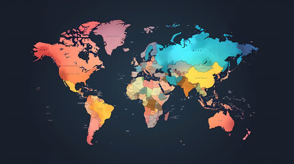 Fototapeta premium Dotted world map,color world map,Vector design illustration