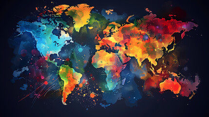 Fototapeta premium Dotted world map,color world map,Vector design illustration