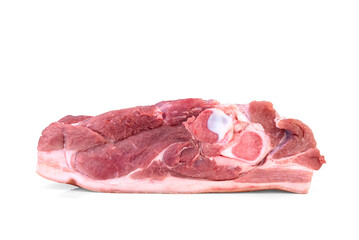 Raw pork shoulder isolated on white background.