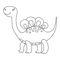 Charming illustration of a cute dinosaur in a hand drawn doodle style. Friendly and playful design for coloring.