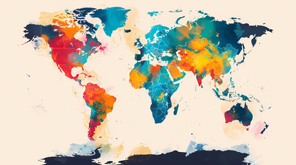 Dotted world map,color world map,Vector design illustration