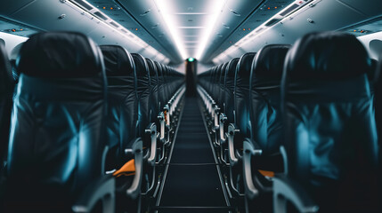 seats in modern empty airplane - Powered by Adobe