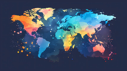 Dotted world map,color world map,Vector design illustration