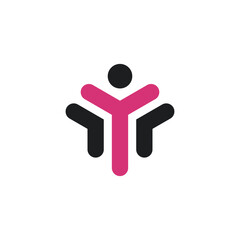 Letter y and creative people logo design. Premium Vector