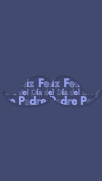 Feliz dia del padre fondo animaci&oacute;n color gris azulado en bigote con letras en movimiento