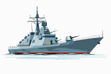 Illustration of a warship on a white background. Warfare. Navy.